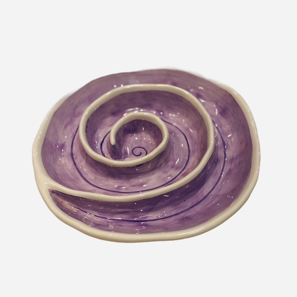 Department 56 Purple Swirl Divided Serving Dish for Dips, Sauces, Oils